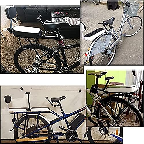 Queta Sedile bicicletta per bambini, sedile posteriore della bicicletta con schienale, sedile posteriore di spugna morbida, accessori per bicicletta, con cuscino e schienale morbido comodo
