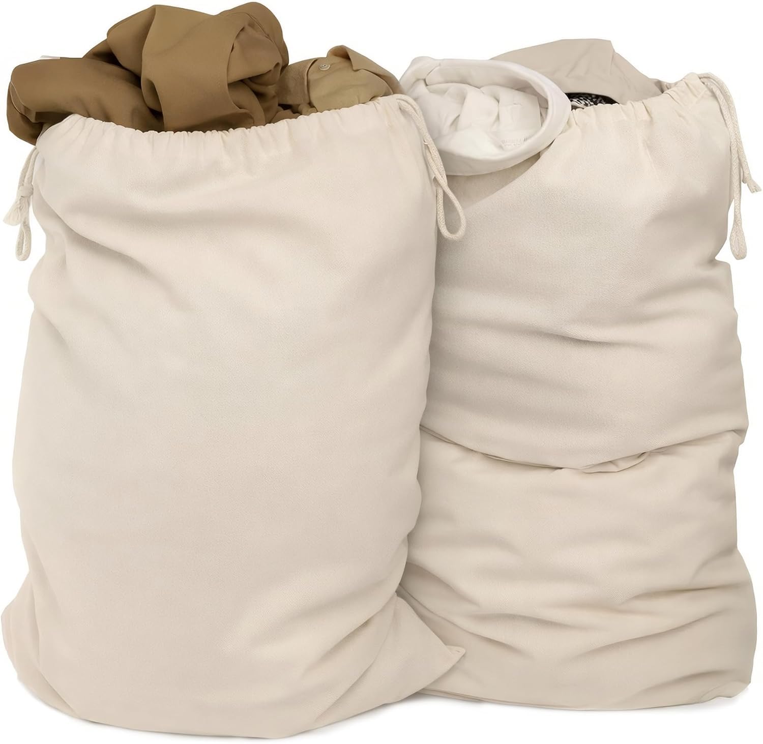 ELES VIDA® - XXL Sacchetto per il bucato 2 Set 70 x 90 cm in 100% cotone - XL - extra large per uso intensivo - durevole, con coulisse, sacchetto per il Colore Naturale