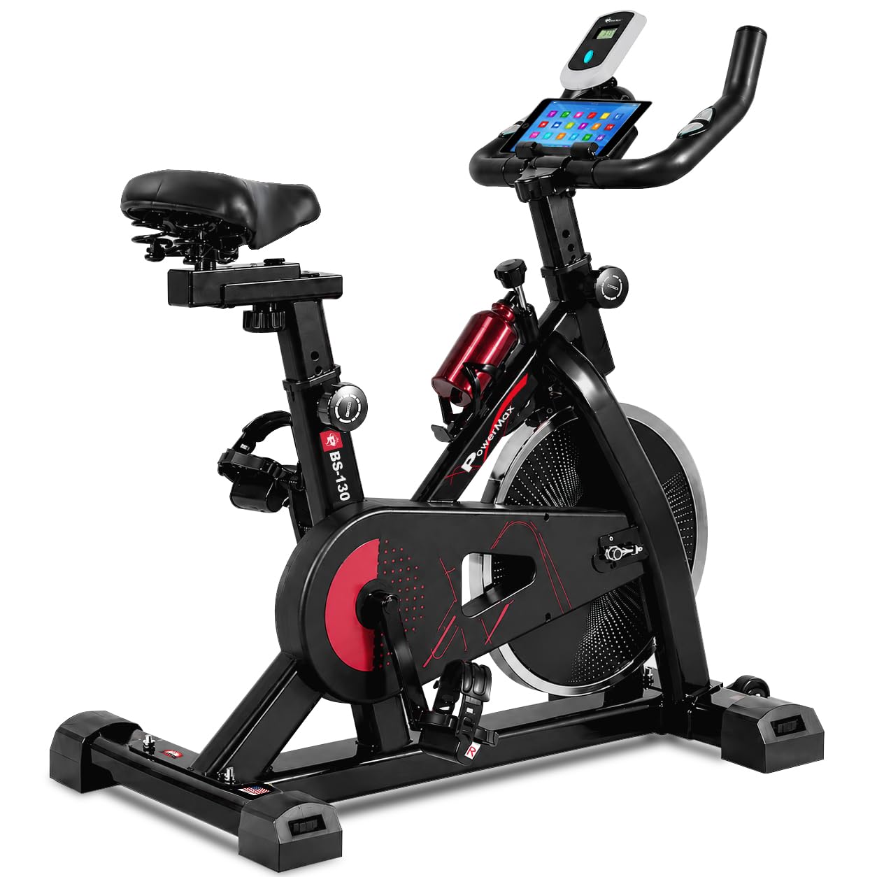 PowerMax Fitness BS-130 Steel Exercise Spin Bike With 6 Kg Flywheel, LCD Display & Bottle Holder, Black