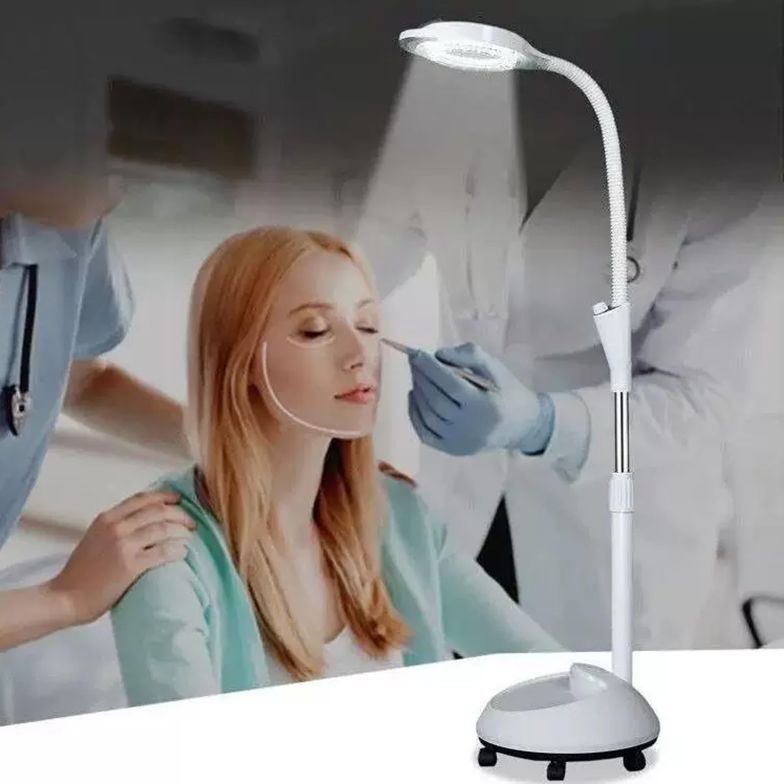 Lampa Medyczna z 8-Krotnym Powiększeniem, Bezcieniowa Lampa Chirurgiczna LED, Regulowana Jasność i Wysokość, Lampa Zabiegowa do Ginekologii i Stomatologii