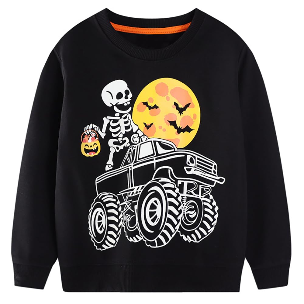 Toddler Boys Sweatshirts Kids Cotton Long Sleeve Crewneck Pullover Cartoon Print Shirts 2-7T
