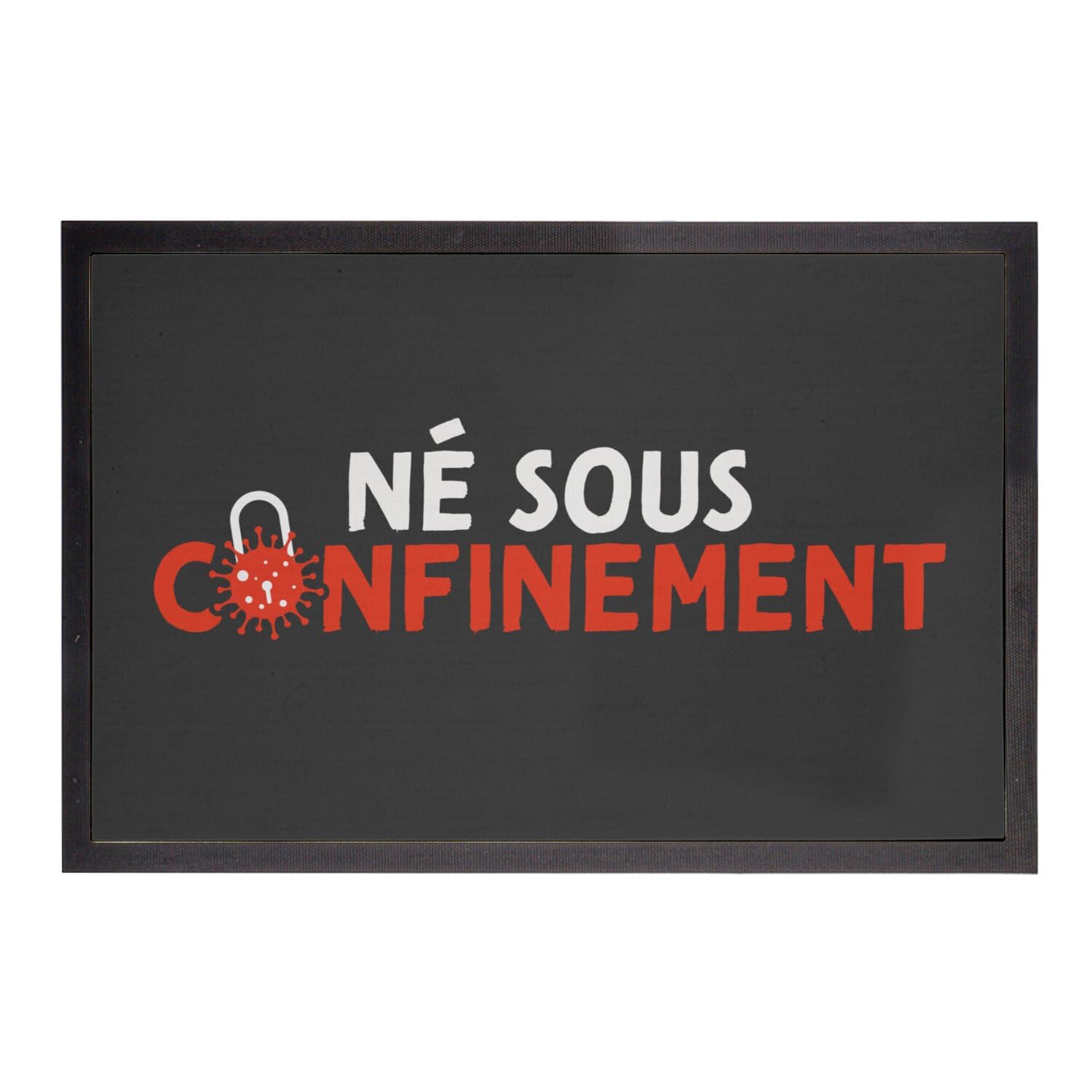Paillasson noir cadeau naissance bébé confinement 75x50cm