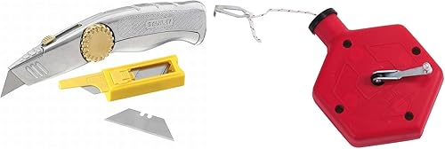Stanley Tools 10-819760 - Cuchillo de hoja retráctil Fatmax Xtreme de 8.071 in y carrete de tiza de contratista de 100 pies