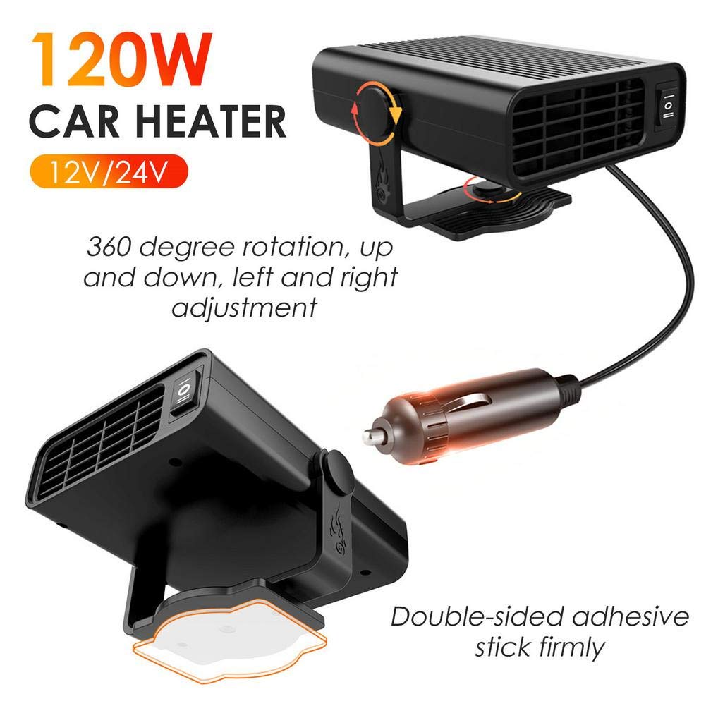 Riscaldatore per Auto, Sbrinatore per Parabrezza Automatico Da 120 W 200 W Sbrinatore Portatile per Auto Riscaldamento Automatico,Raffreddamento E Riscaldamento con Purificazione Dell'Aria 12 V / 24 V