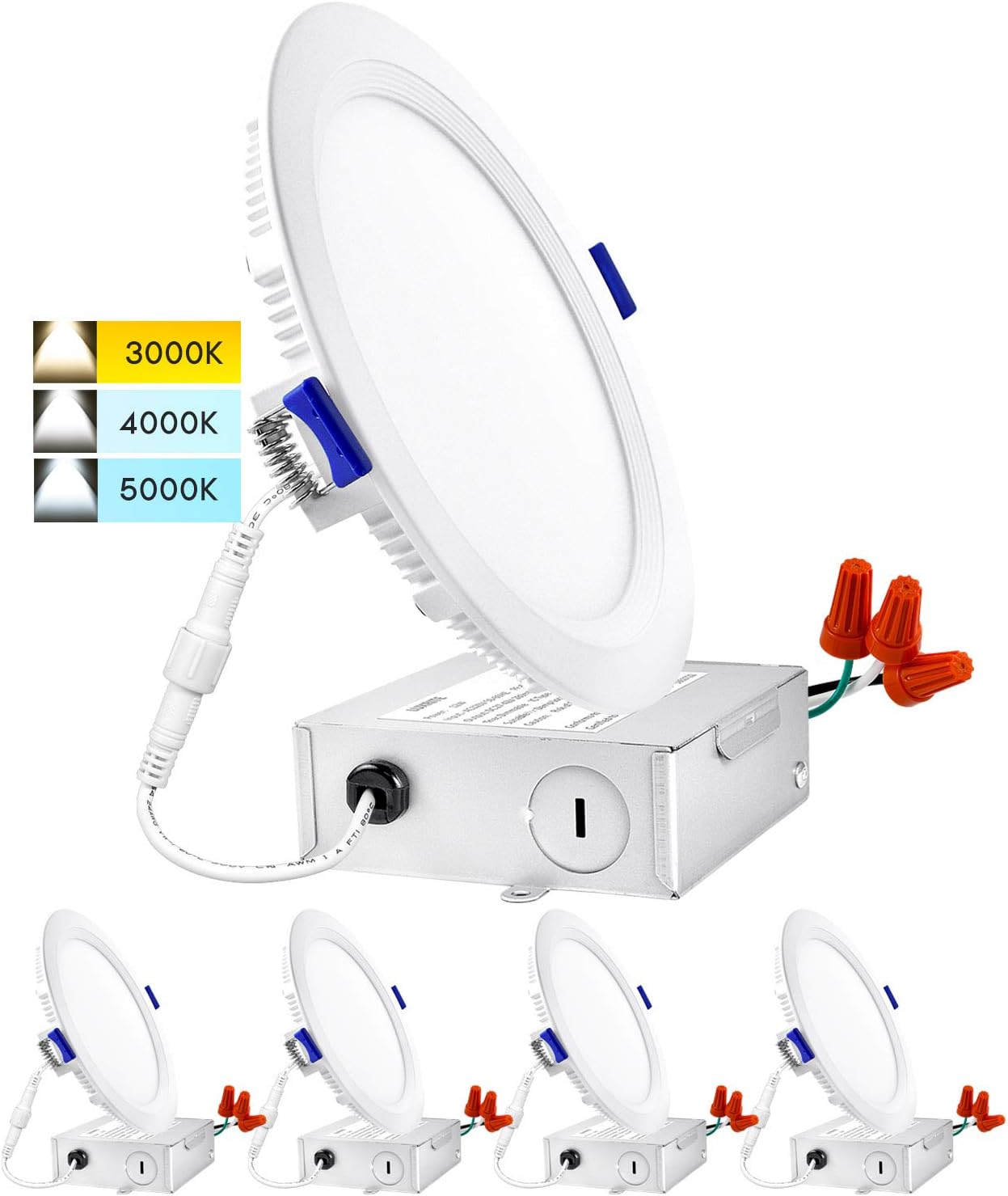 Crеаtіvе Prоduсt Luxrite 6 Inch Ultra Thin LED Recessed Light with Junction Box, 12W, CCT Color Temperature Selectable 3000K 5000K, Dimmable Wafer Lights, 900 Lumens, Damp Rated, ETL, IC Rated (4 Pack) Crеаtіvе Prоduсt Luxrite 6 Inch Ultra Thin LED Recessed Light with Junction Box, 12W, CCT Color Temperature Selectable 3000K 5000K, Dimmable Wafer Lights, 900 Lumens, Damp Rated, ETL, IC Rated (4 Pack)