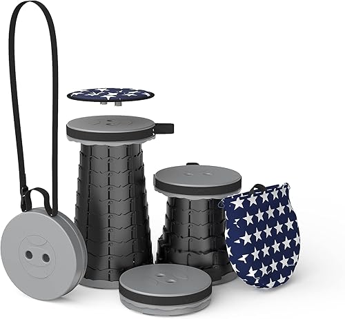 Miniatura 7 de Taburete plegable mejorado para adultos, silla portátil con cojín, taburete telescópico plegable ligero antideslizante y más resistente, asiento