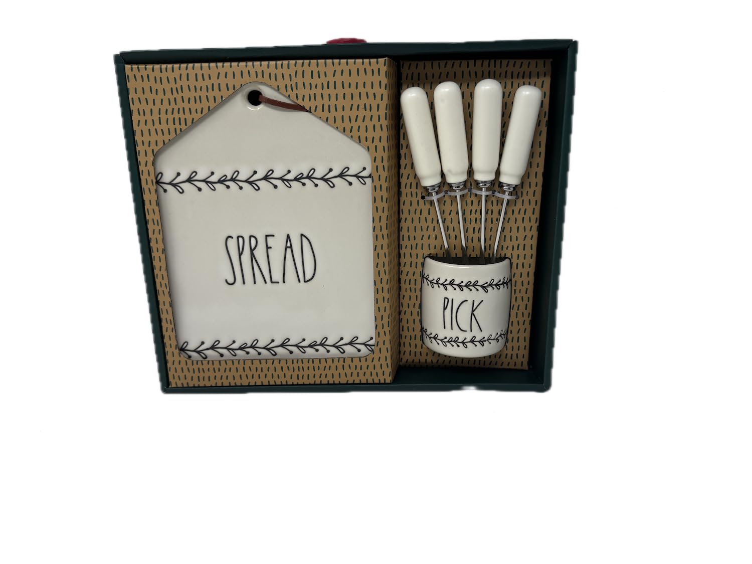 Amazon.com | Rae Dunn by Magenta Cheeseboard and Pick Set, Spread  display picture 1
