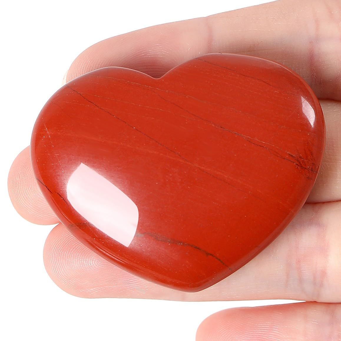 45 mm Red Jasper Crystal Stones Heart Love Crystal Valentines Gifts for Herfriend Wife Palm Stone Reiki Crystal Gemstone Worry Stones for Anxiety
