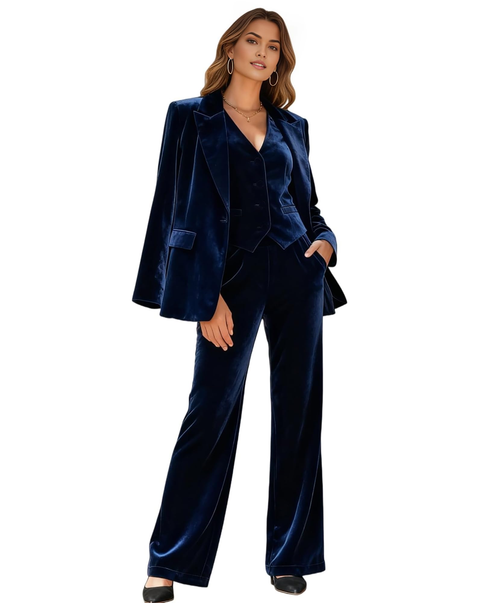 Womens Pant Suits for Women 3 Pieces Womens Suit Professional Set Winter Dressy Womens Blazer Vest Pants Outfits