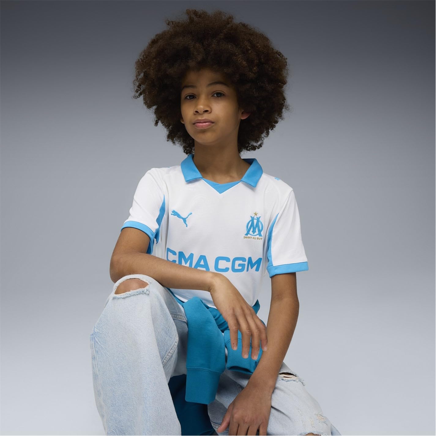 PUMA Olympique Marsiglia Replica Maglia Home Kids Bianco Bambini
