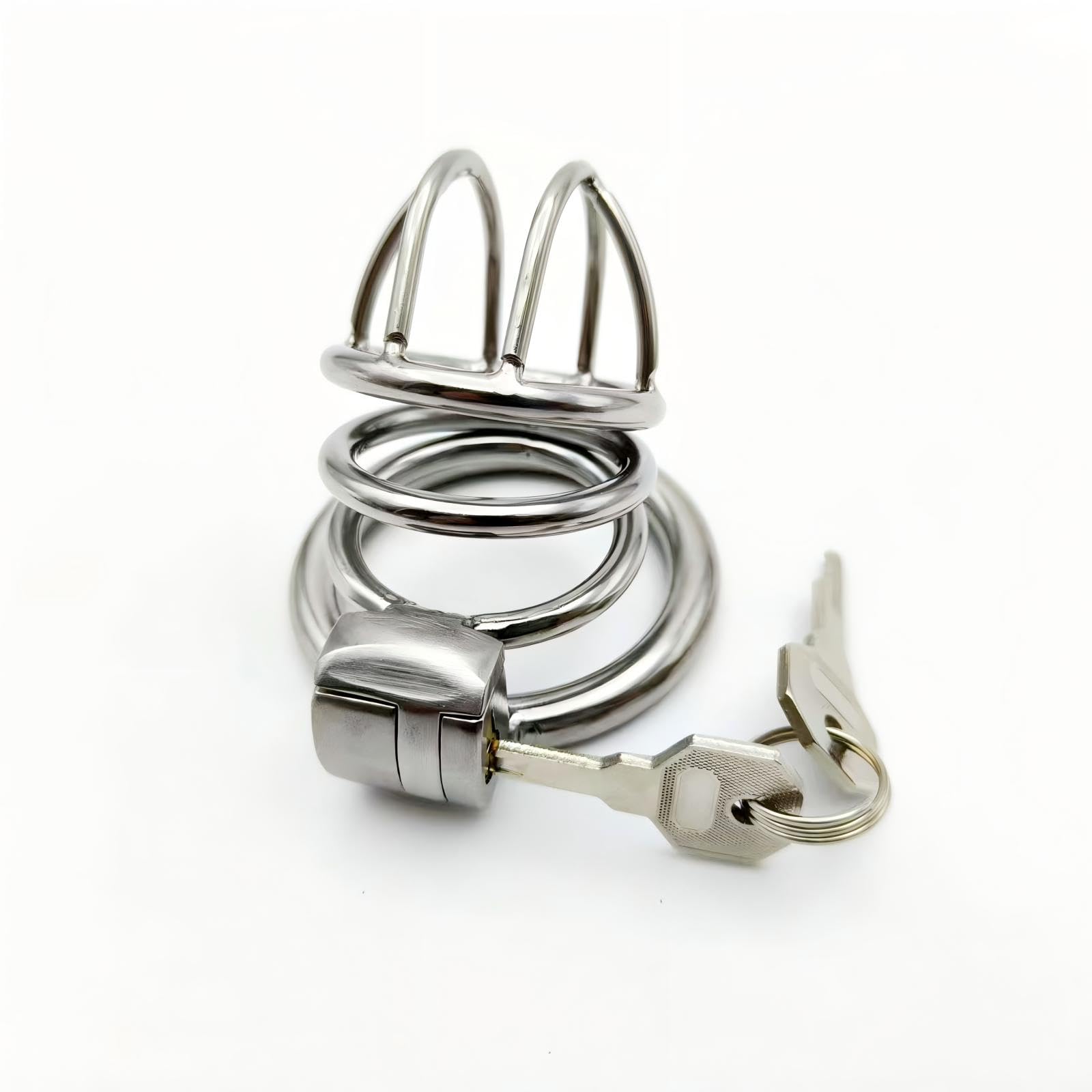 Cage de Chasteté en Métal Cage de Chasteté Pénis avec 3 Ring de Tailles Différentes et Serrures Invisibles Chastity Cage avec Grande Ouverture pour La Ventilation Sex Toys Cage Chastetée (Large)