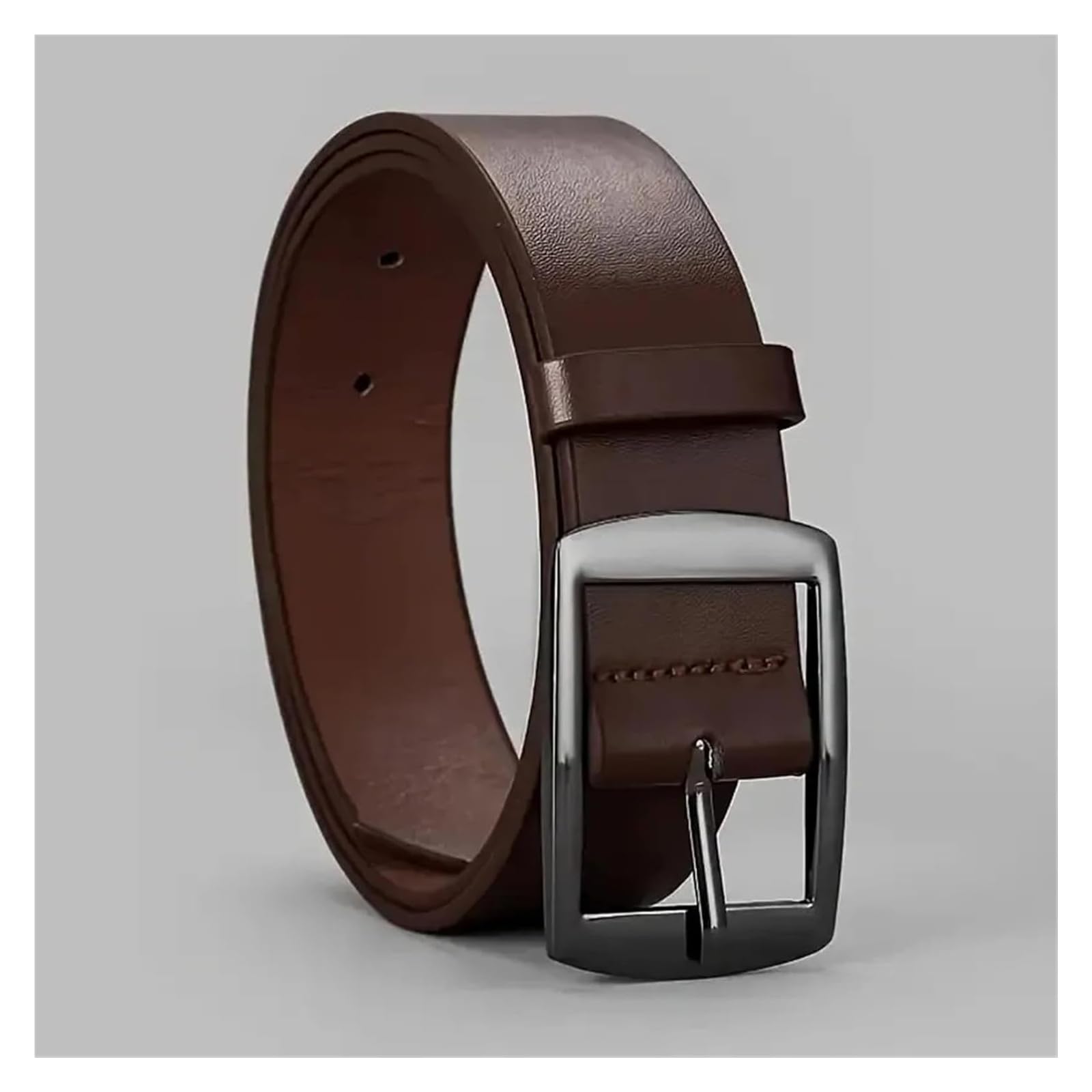 Cinturón informal de piel sintética for hombre con hebilla cuadrada de aleación de moda for uso diario y actividades de ocio.