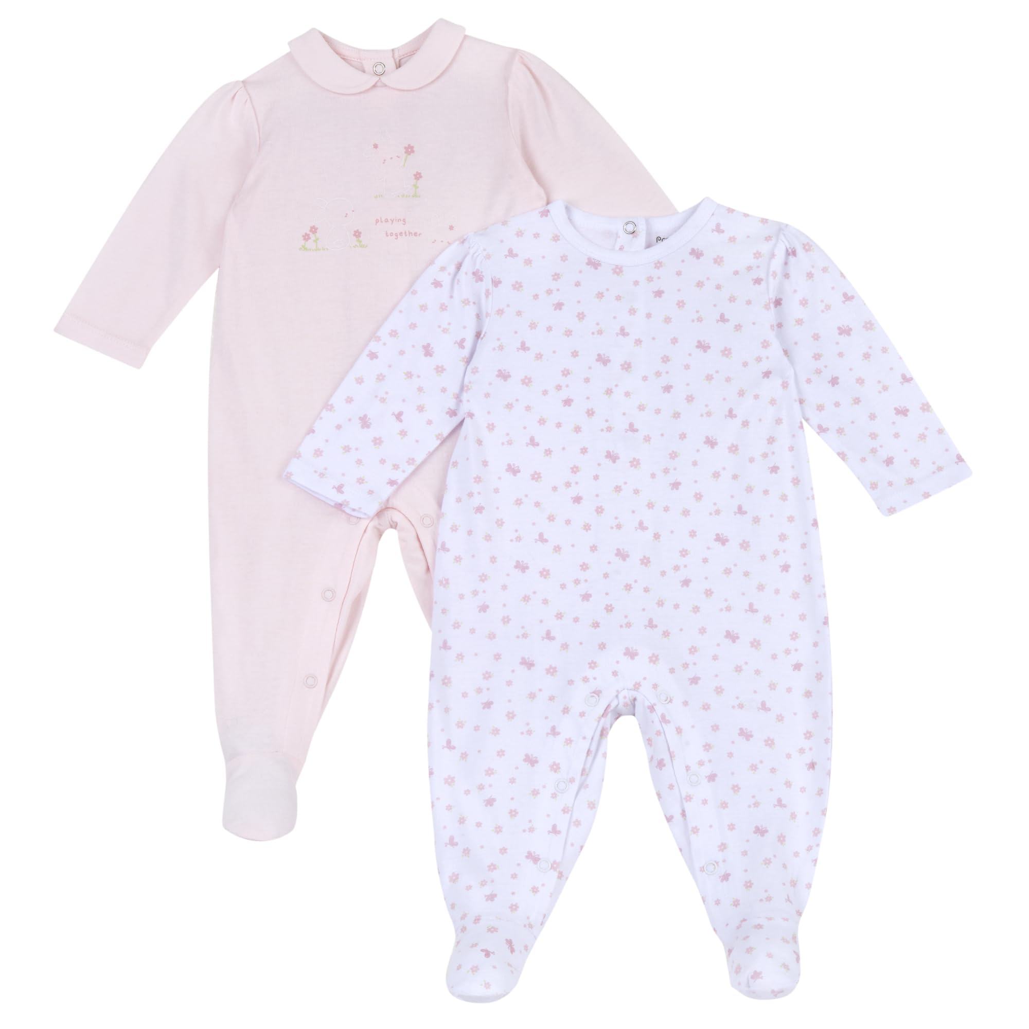 Prénatal, Set 2 Tutine Neonata 100% Cotone, con Comoda Apertura con Bottoncini, Ideali per la Primavera
