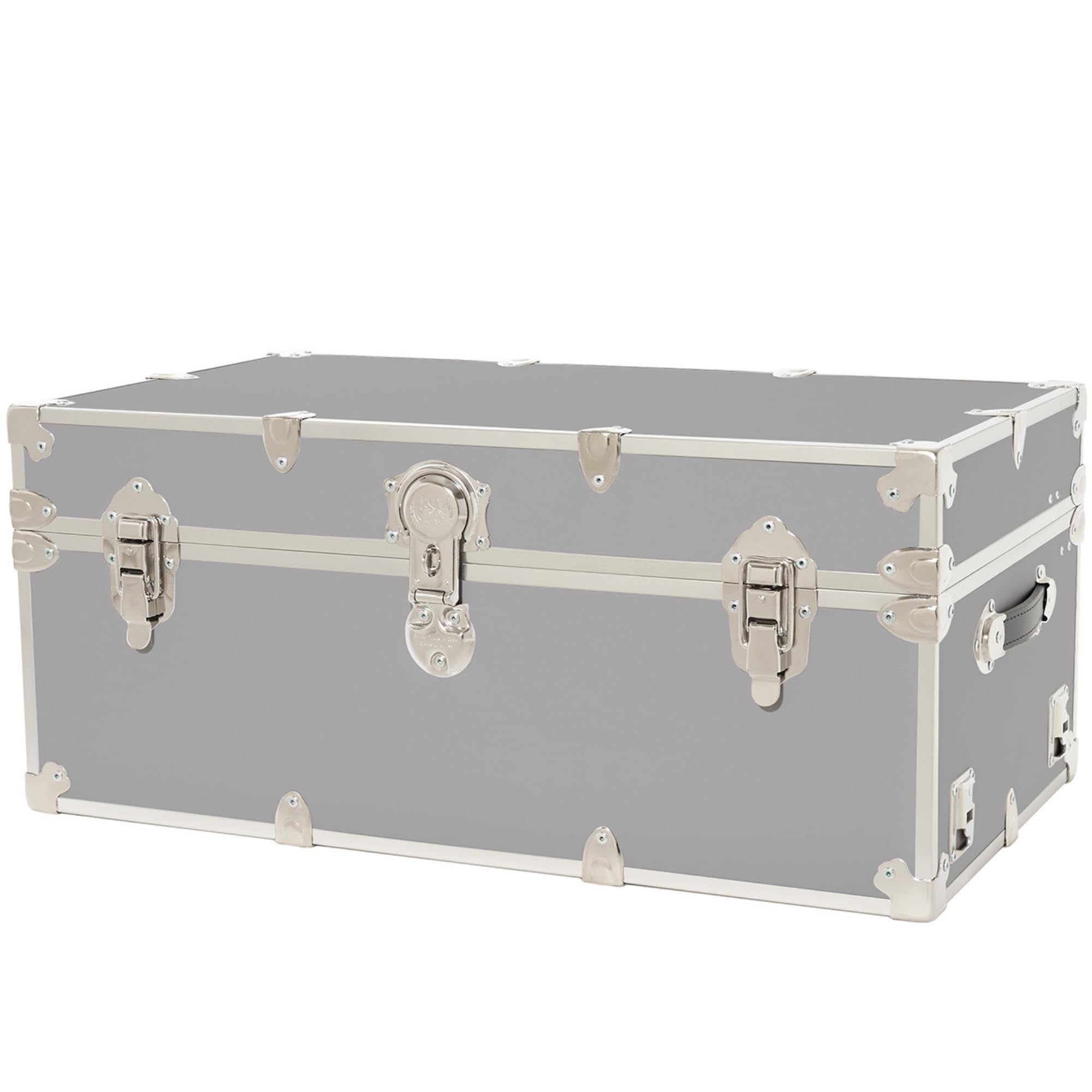 Rhino Trunk & Case Large Armor Camp Trunk - Secure Dorm Storage Chest - Ideal Summer Camp Footlocker - Strong College Trunks Made In The USA - 1000+ Pounds Sitting Capacity 32"x18"x14" (Silver)
