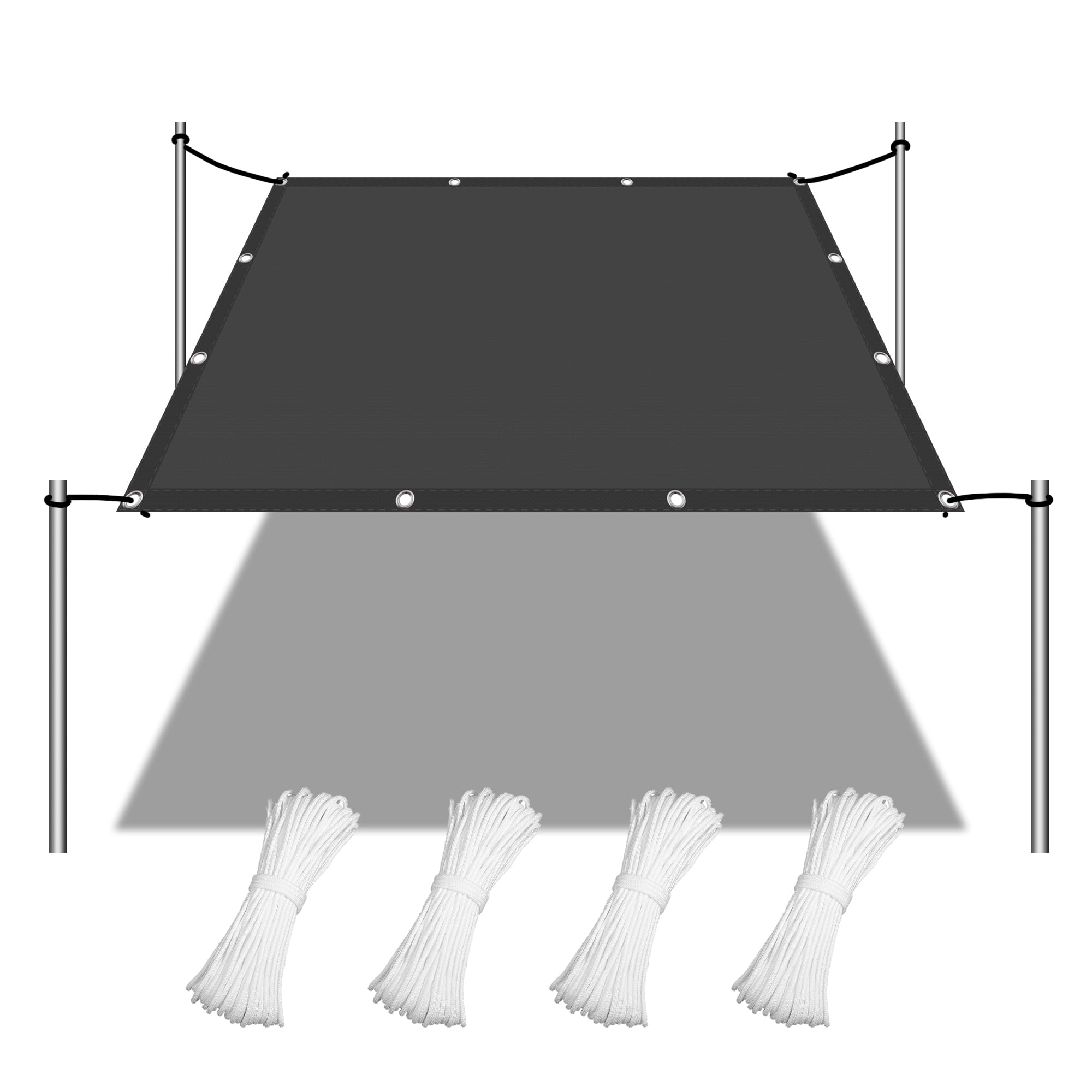 Tenda a Vela Traspirante Quadrata 120 x 250 cm Traspirante e Protezione Solare Raggi UV Telo Parasole per Esterni con Fune e Occhiellato per Cortile Patio e Campeggio, Bianco
