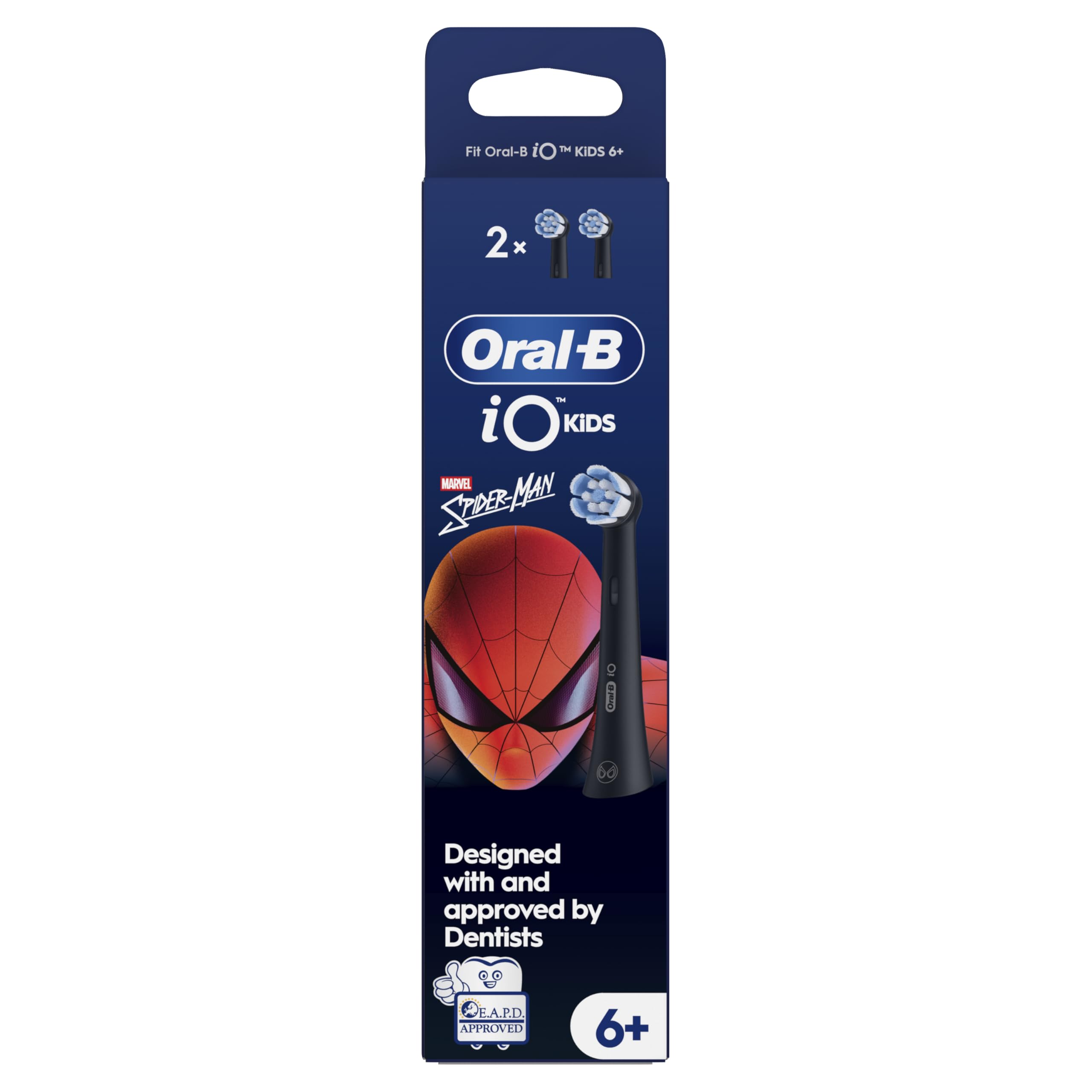 Oral-B iO Kids Marvel Spiderman, testina per spazzolino elettrico, per bambini dai 6 anni in su, delicata su denti e gengive traballanti, per denti puliti, confezione da 2