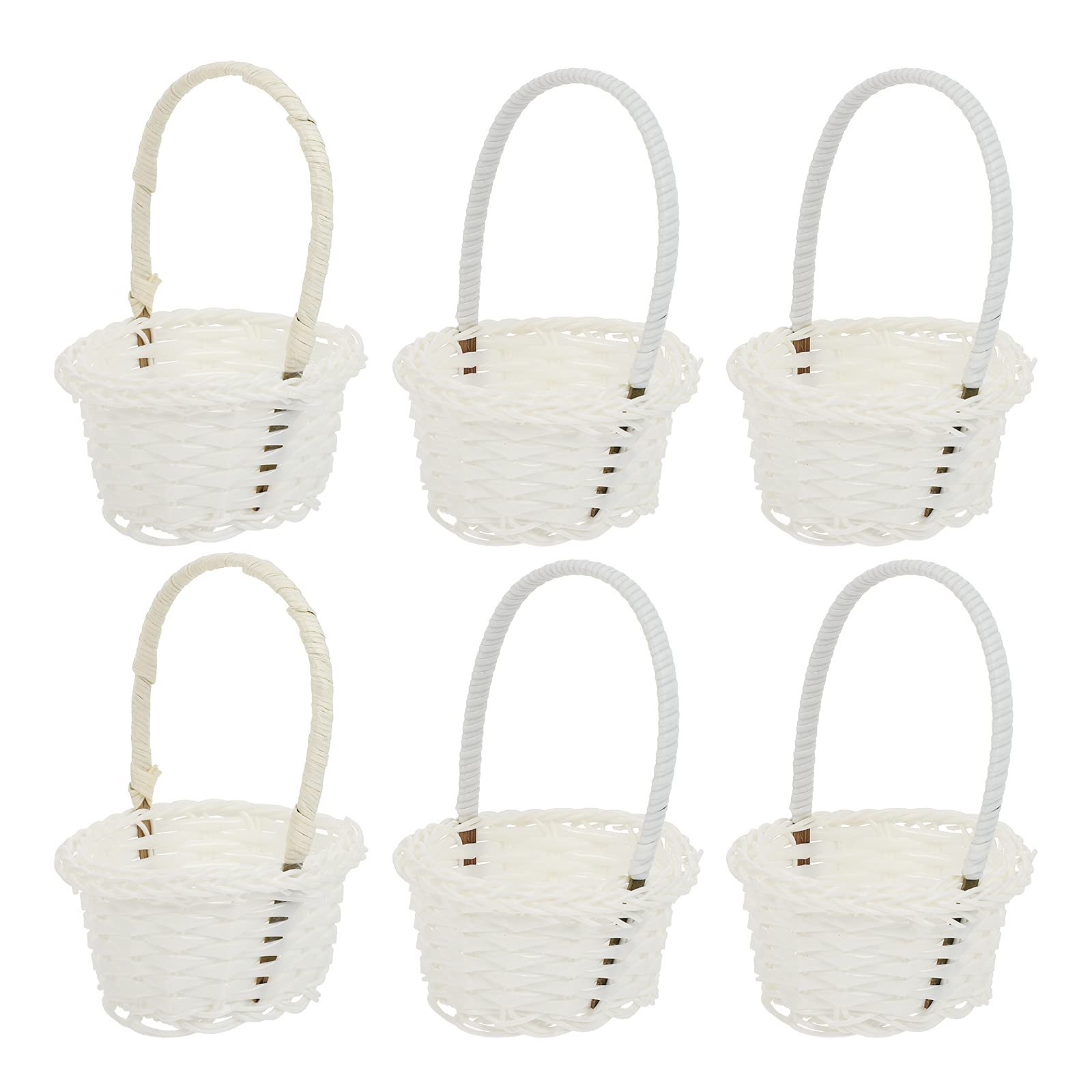 HEMOTON 6pcs Wicker Picnic Basket Bamboo Rattan Woven Fruit Basket Wedding Flower Basket for Camping Outdoor Wedding Party Toy Storage Basket Size