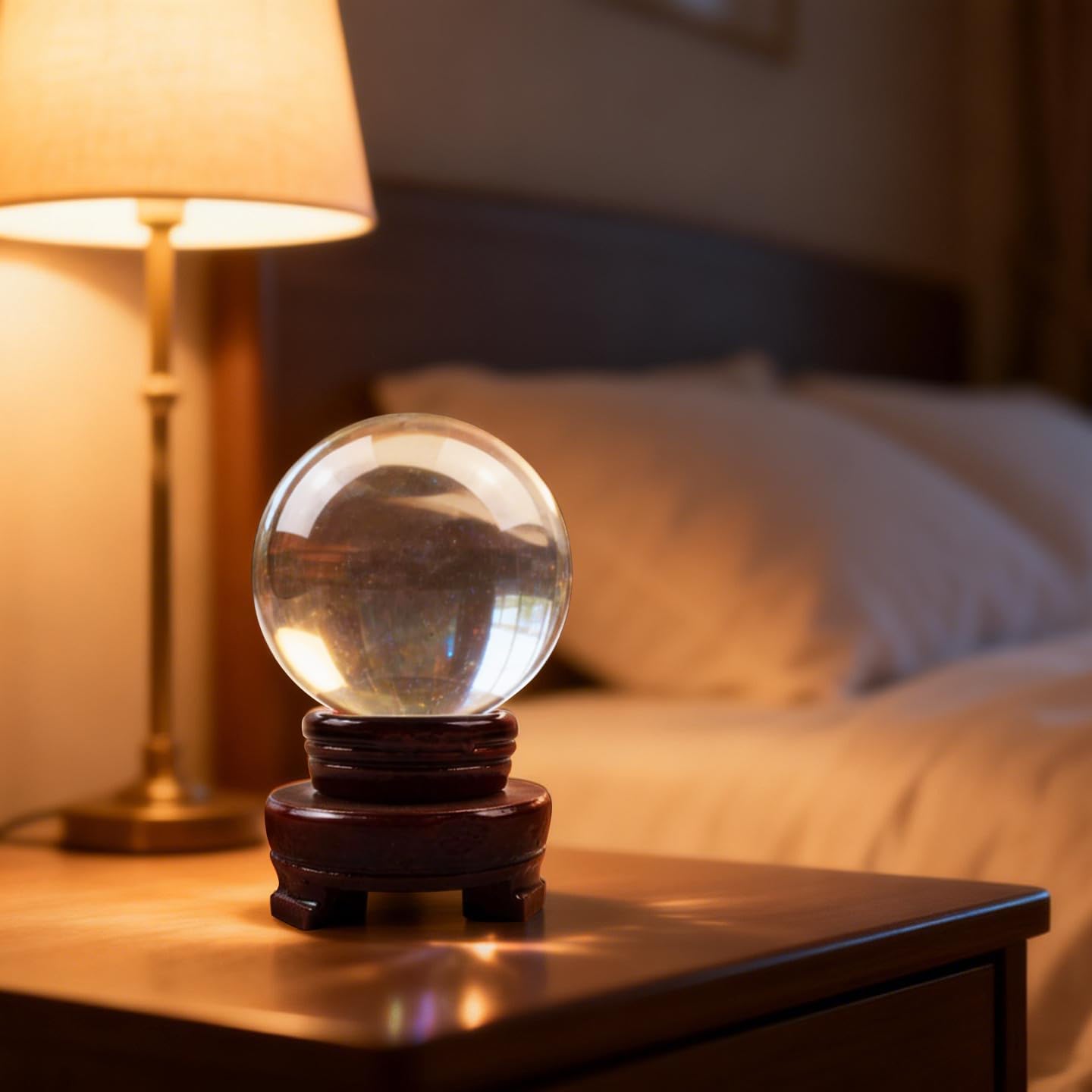 TWINKLING Crystal Ball K9 Quartz Crystal Balls with Wooden Stand, Crystal Sphere Ideal for Photography, Meditation, Feng Shui, Home Decor & Fortune Telling, 120mm/4.72Inch
