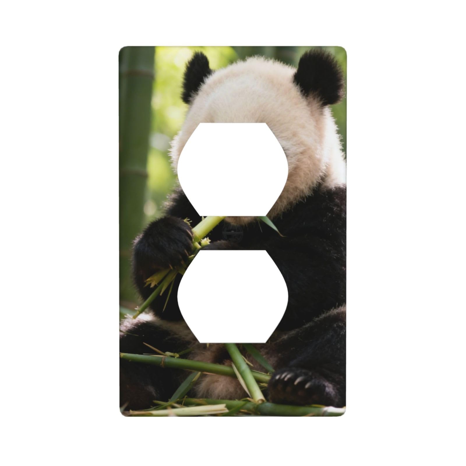 Cute Panda Decorative Switch Plate Cover-Unbreakable Polycarbonate Wall Plate for Home Office, 1 Gang with Screws