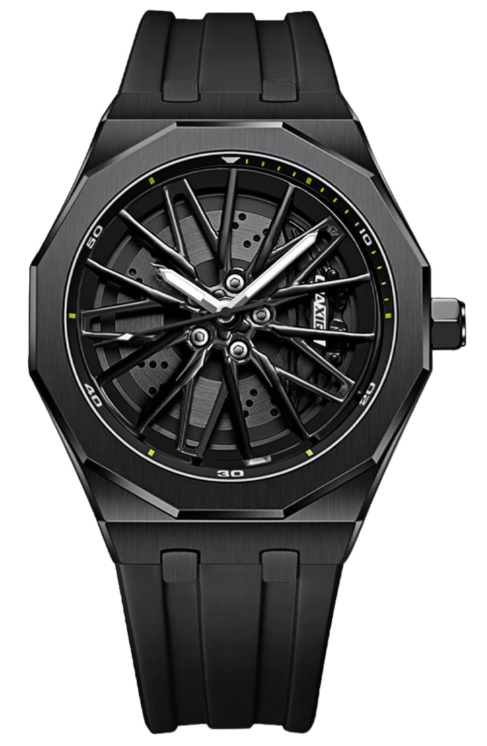 FANMIS Reloj de cuarzo para hombre, diseño de cubo giratorio, impermeable, casual, deportivo, con marcadores luminosos, creativo reloj giratorio 3D con ruedas de coche