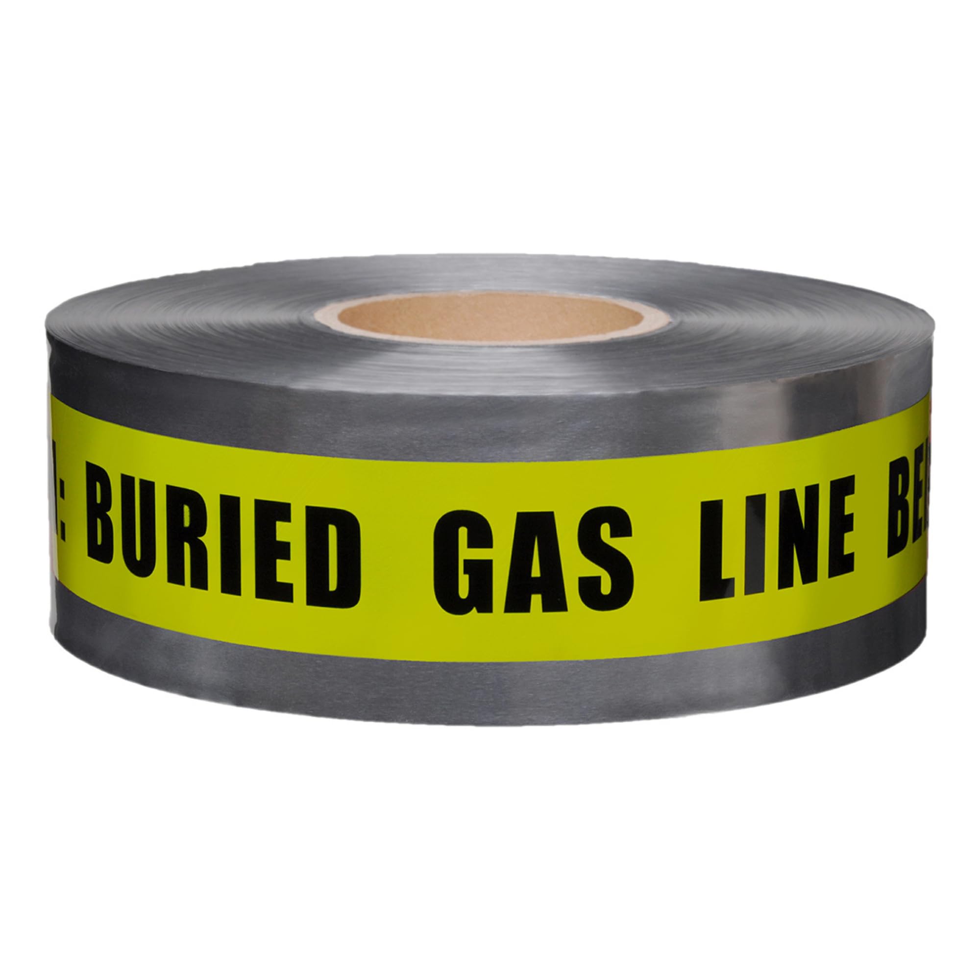 PRESCO Underground Detectable Tape: 3 in x 1000 ft. (Yellow with BlackCAUTION BURIED GAS LINE BELOW printing)