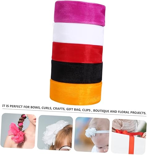 Miniatura 4 de Didiseaon Decoración para tartas, 5 rollos hechos a mano, cinturón de gasa transparente, decoración de tartas, cinta de satén transparente, cinta