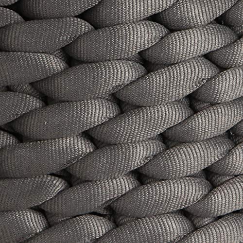 Pouf knitted gris oscuro de madera y algodon 40x40x45cm para dormitorio 3