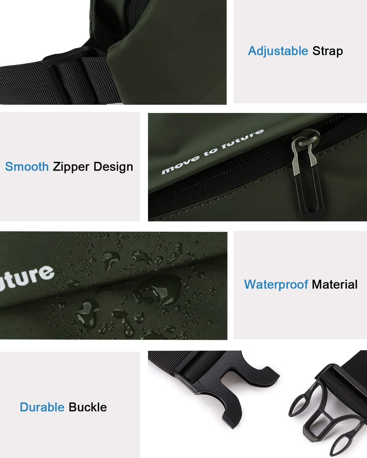 Fanny Pack for Men Women, Waterproof Waist Pack, Anti-Theft Sling Bag with Multiple Pockets, Crossbody Chest Bags for Travel, Gym, Hiking, Cycling - Image 4