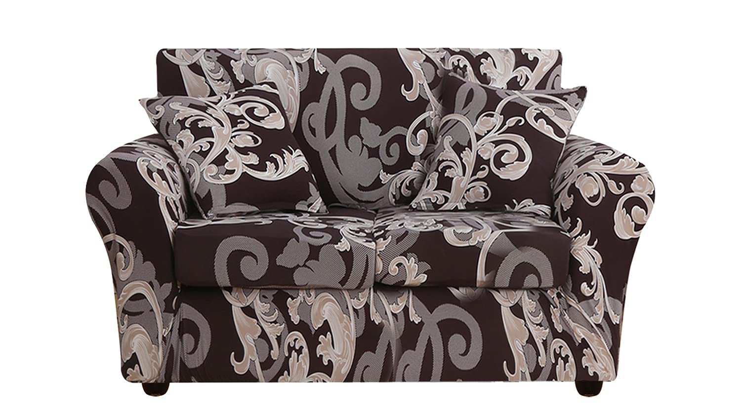 LANSHENG Sofa Couch Cover for 2 Cushion Couch Printed 3 Piece Sofa Slipcovers with Separate Cushion Covers Sofa Furniture Covers (Floral Pattern, 2 Seater)