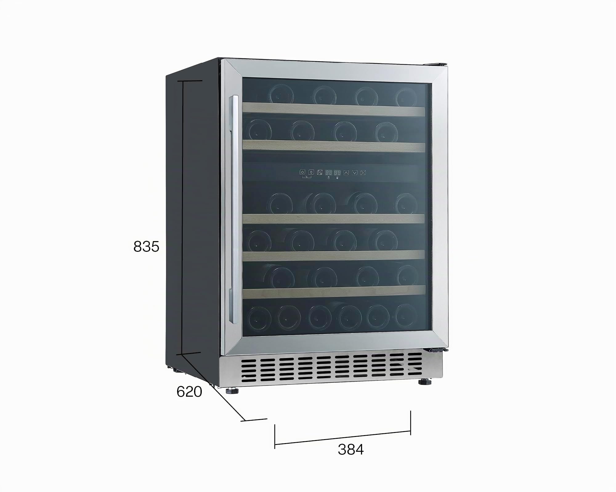 Cata Vinoteca VI 59082 X/A No Frost de Encastre Total Capacidad 46 Botellas con Dos Zonas de Temperatura Control Electrónico y Panel Touch Luz Interior LED Puerta Reversible Ancho 59,5 cm Color Inox