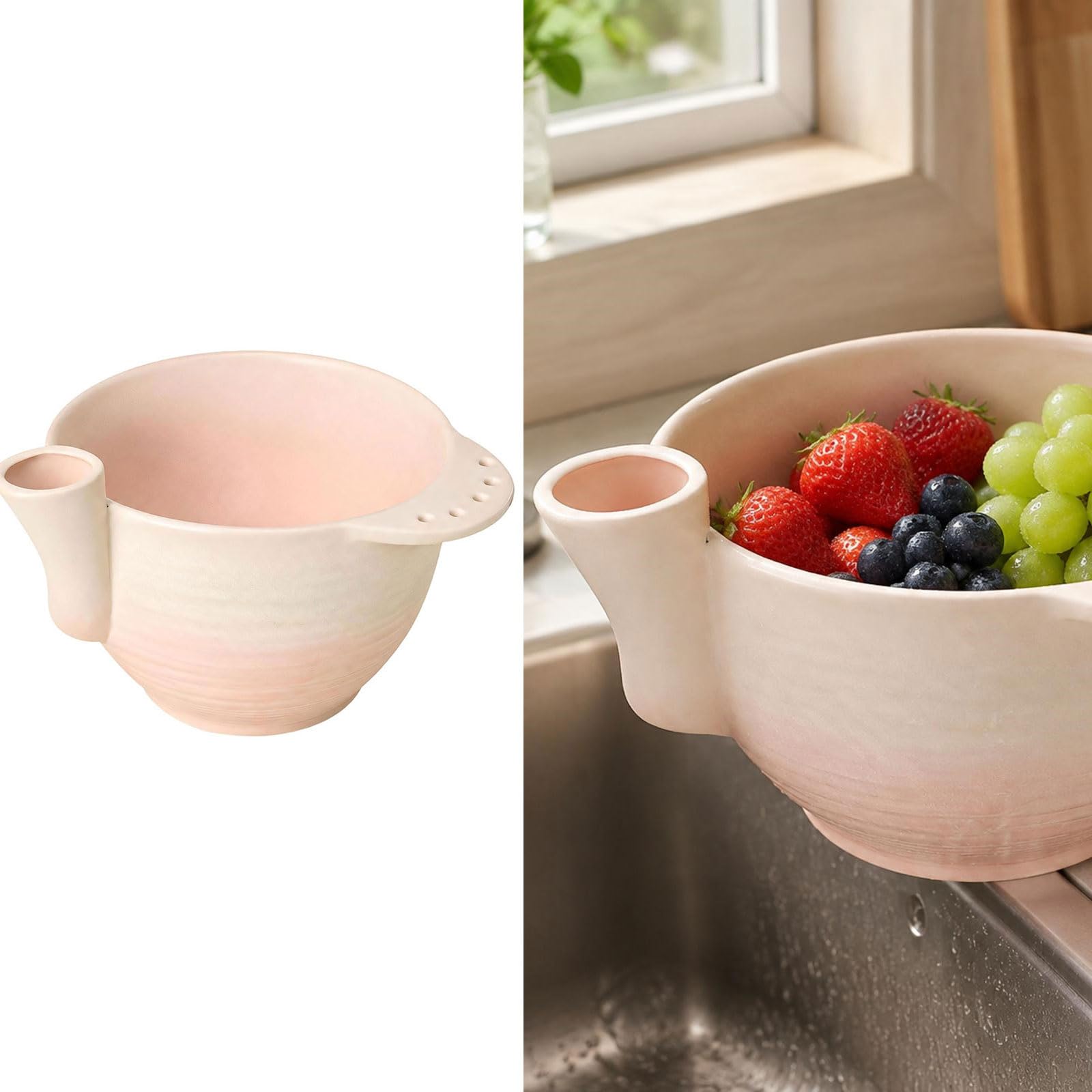 Obstsieb aus Keramik mit Abflusslöchern, Light Green
