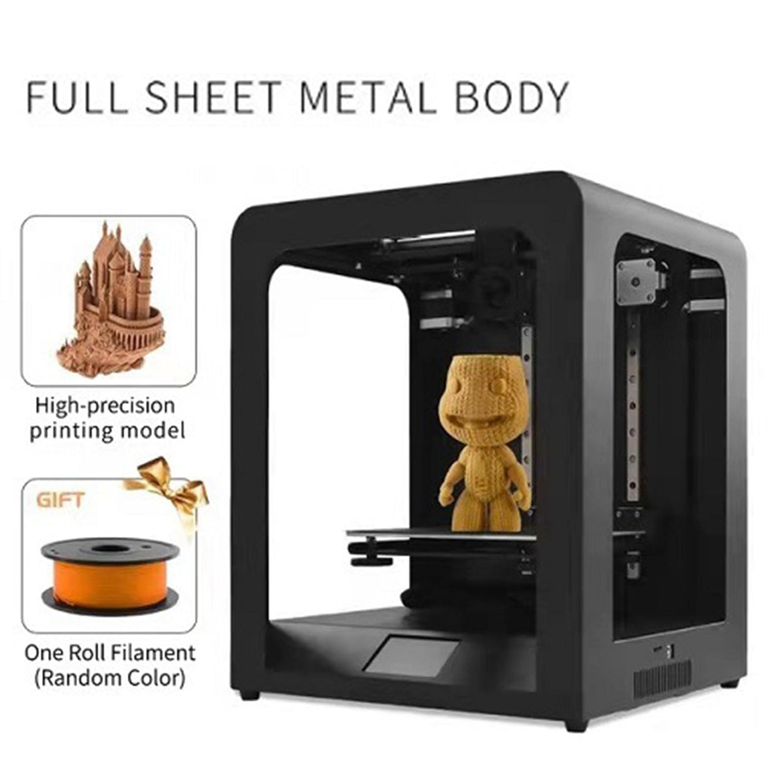 Stampante con livellamento 3D completamente automatico, sistema di stampanti 3D FDM chiuso, alta velocità 300 mm/s, con touch screen da 3,5 pollici, volume di stampa 220×200×200 mm