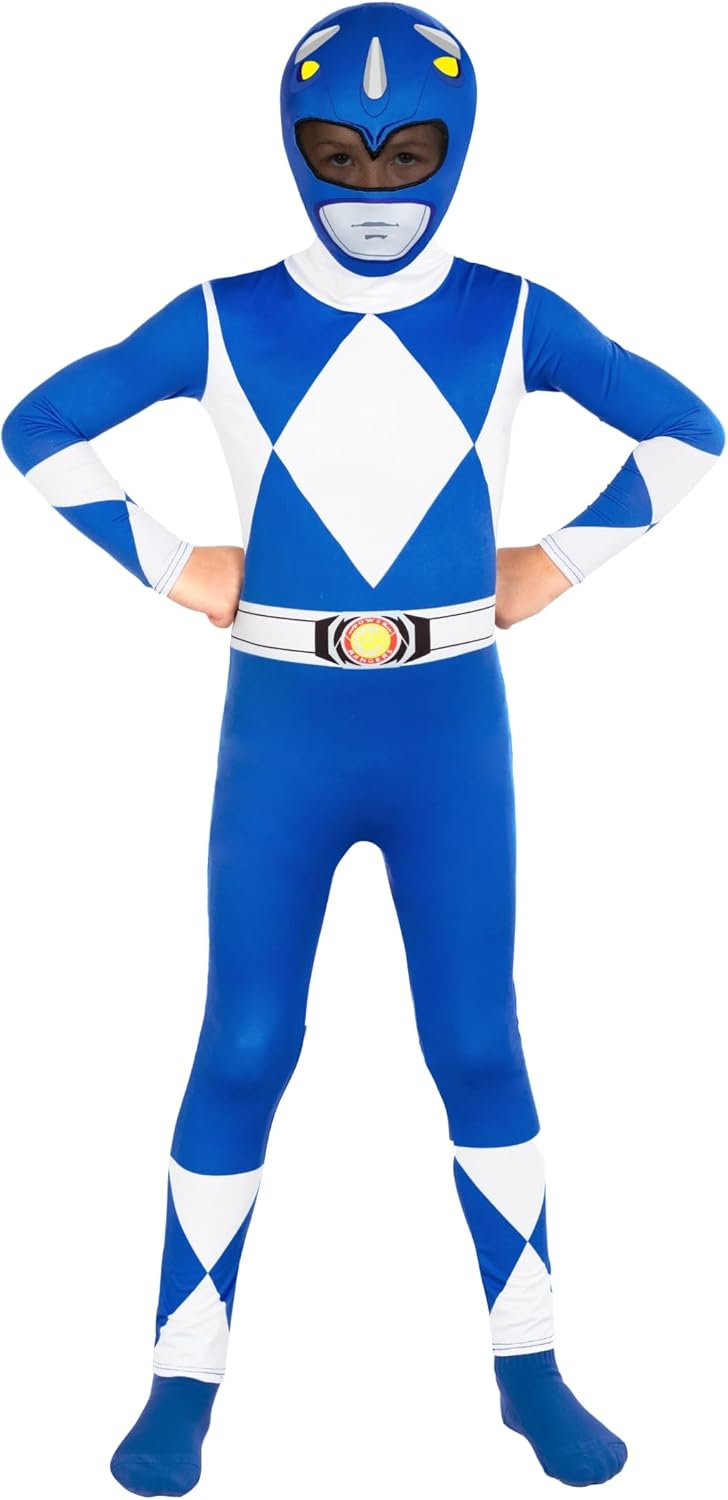 Morphsuits Blue Mighty Morphin Power Rangers Costume Kids, Power Rangers Kids, Boys Halloween Costume