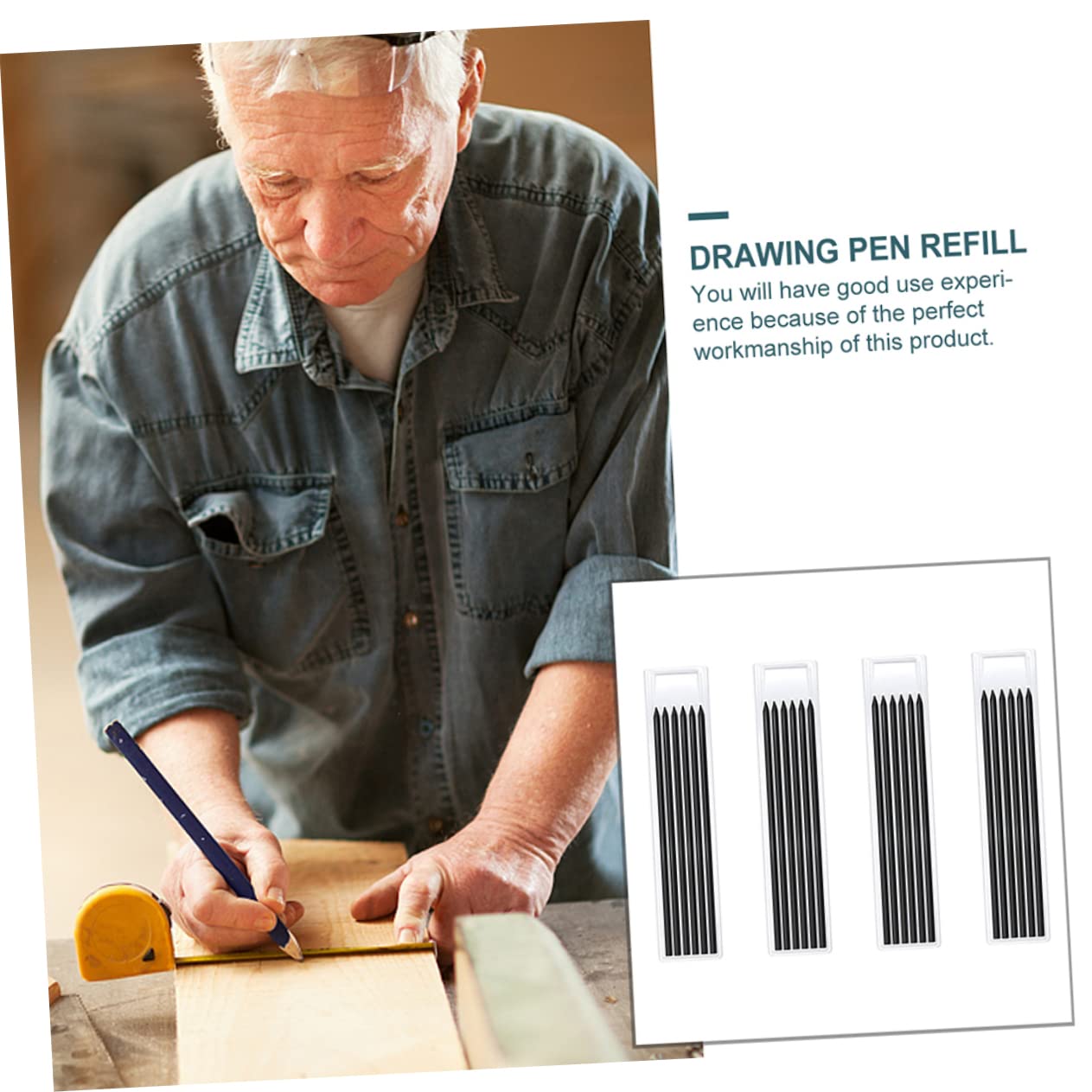 NUOBESTY 72 Piezas Cepillo De Carpintería Mecánico Portaminas Recambio De Escribano De Recarga De Lápiz De Construcción Minas De Lápiz De Carpintero Lápices De Color Grafito