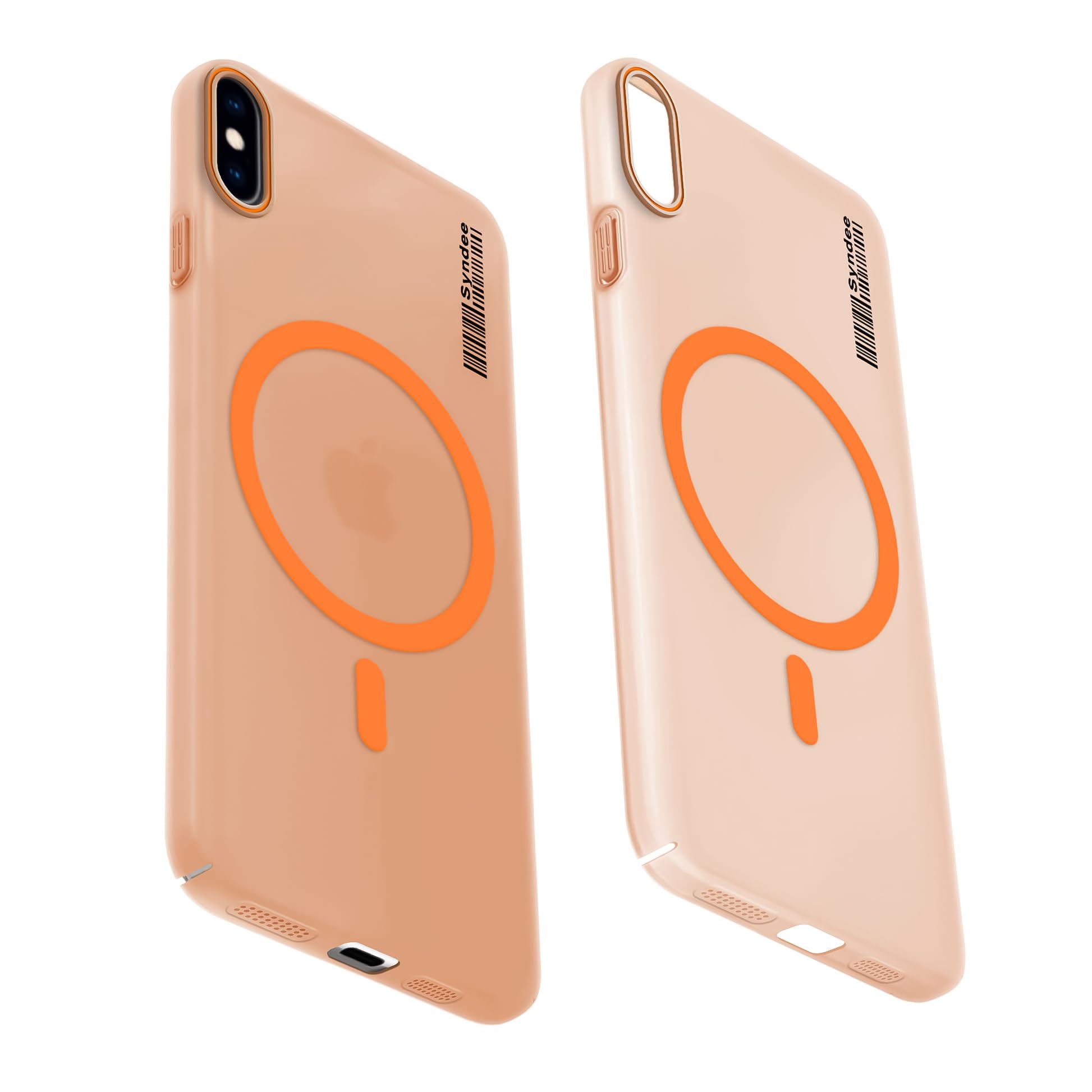 DL3 Mobilak Case Back Cover for iPhone XS Max, Sleek Frosted Translucent Back Only Compatible with Wireless Magnetic Accessories | Anti-Scratch Shockproof Phone Case (Orange)