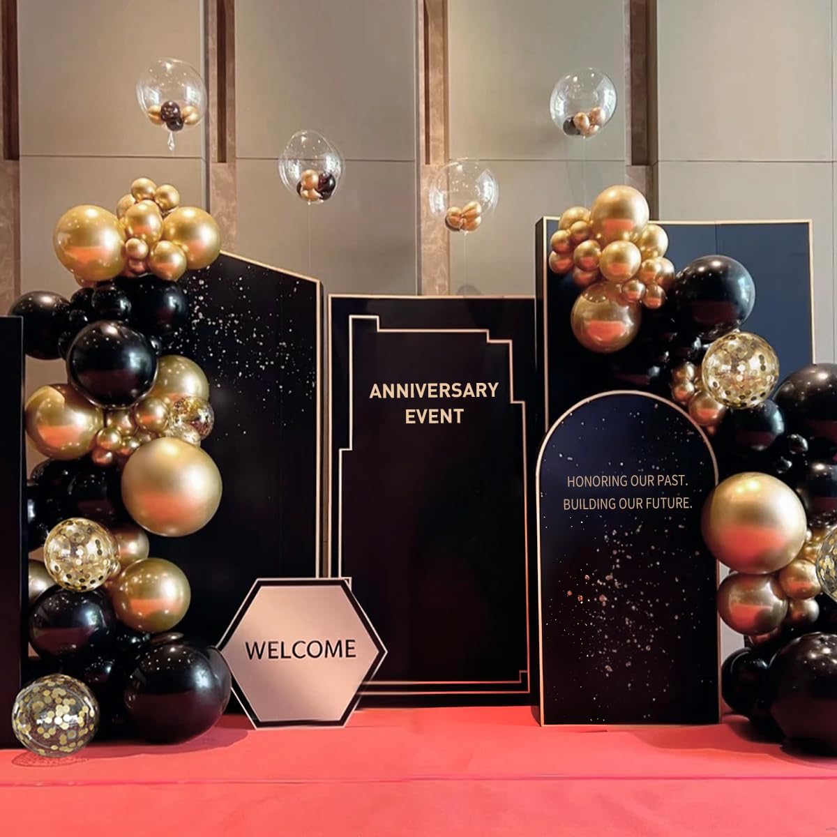 Black Gold Silver Balloon Garland Arch Kit, 166Pcs 5 10 12 18 inch Latex Balloons with Gold Confetti for 2025 New Year Graduation Wedding Birthday Party Decoration