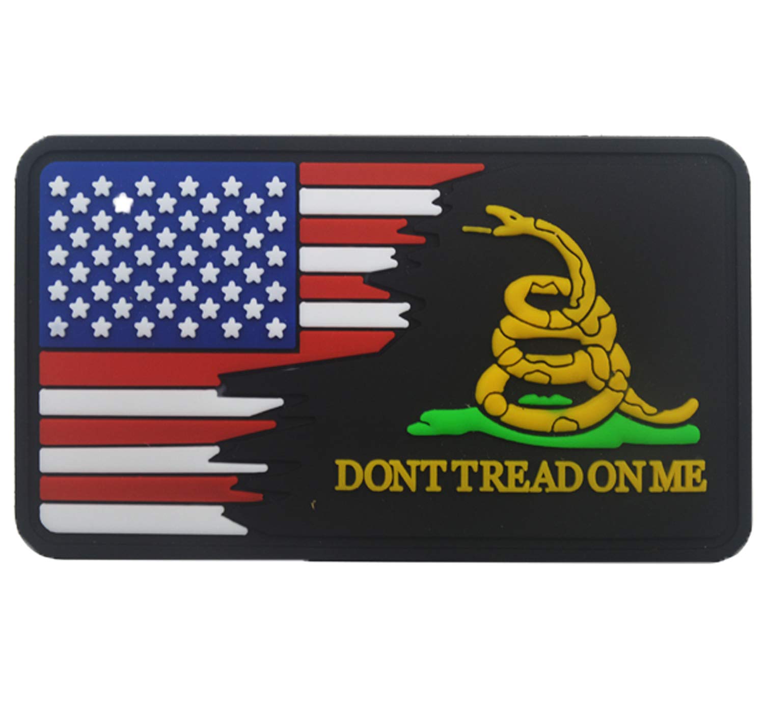 Don't Tread On Me Patch USA Flag Patch Military Patches Funny Tactical Morale Badge Patch USA Flag PVC Patch 3.54" x 1.97" Sized(Black)