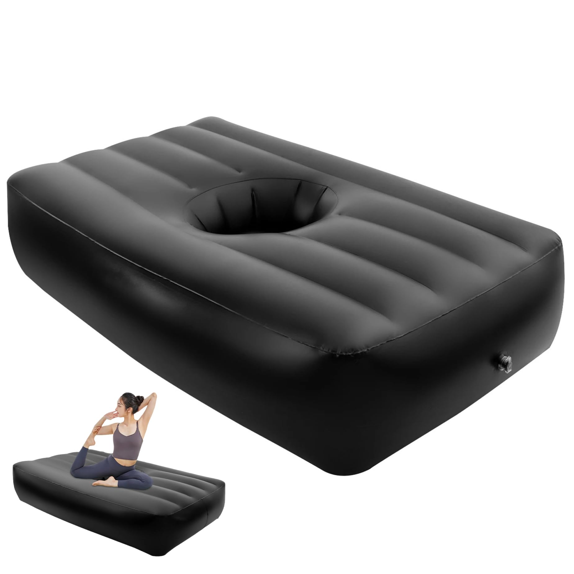 Lit BBL 77x44x17 Pouces, Chaise Ergonomique Gonflable avec Trou pour Le Confort des Fesses pour l'intérieur et l'extérieur