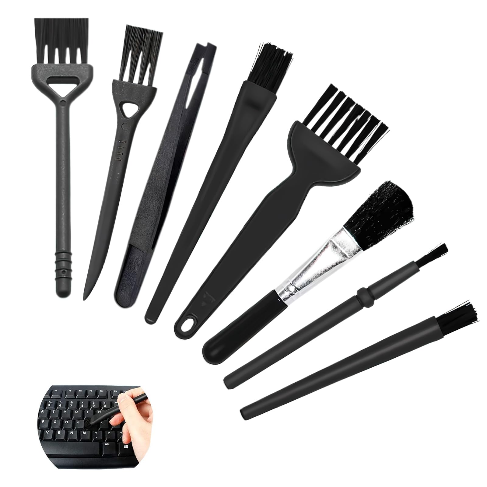 XdealCozyxc 8 Pcs Small Brush Keyboard Cleaning Kit, Portable Plastic Anti Static Brush for Electronic Equipment Dust Cleaning