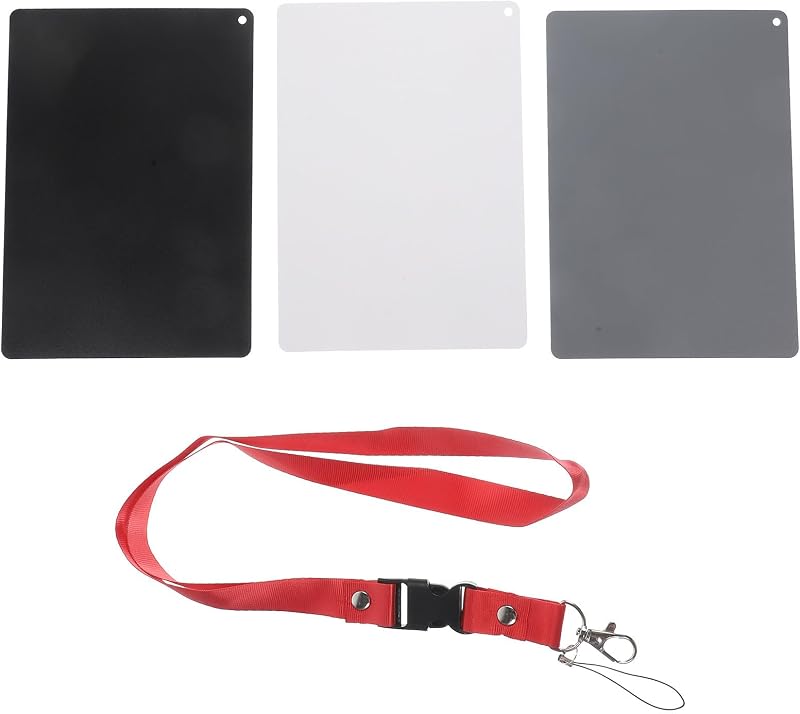 Black with Plastic Material for DSLR Digital Camera Grey White Balance Card Portable Photography Card and Portable Neck Strap to Calibrate Balance for Professional Photographers