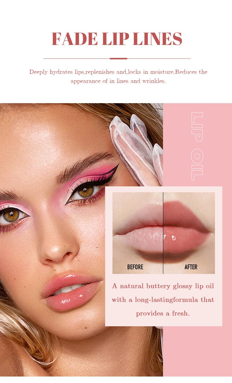 Makeup Lip Plumping Gloss,Hydrating Lip Oil Set,6 Colors High Shine, Non-Sticky Finish Makeup Lip Gloss,Plumping Lip Oil Tinted, Smooth Shimmer Glossy, Moisturizing Long Lasting Lip Glow Balm Lip Care - Image 3