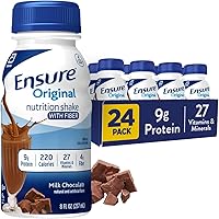 Ensure Original Milk Chocolate Nutrition Shake with Fiber - 9g Protein, 27 Vitamins & Minerals, Ready-to-Drink Meal Replacement, 8oz 24-Pack