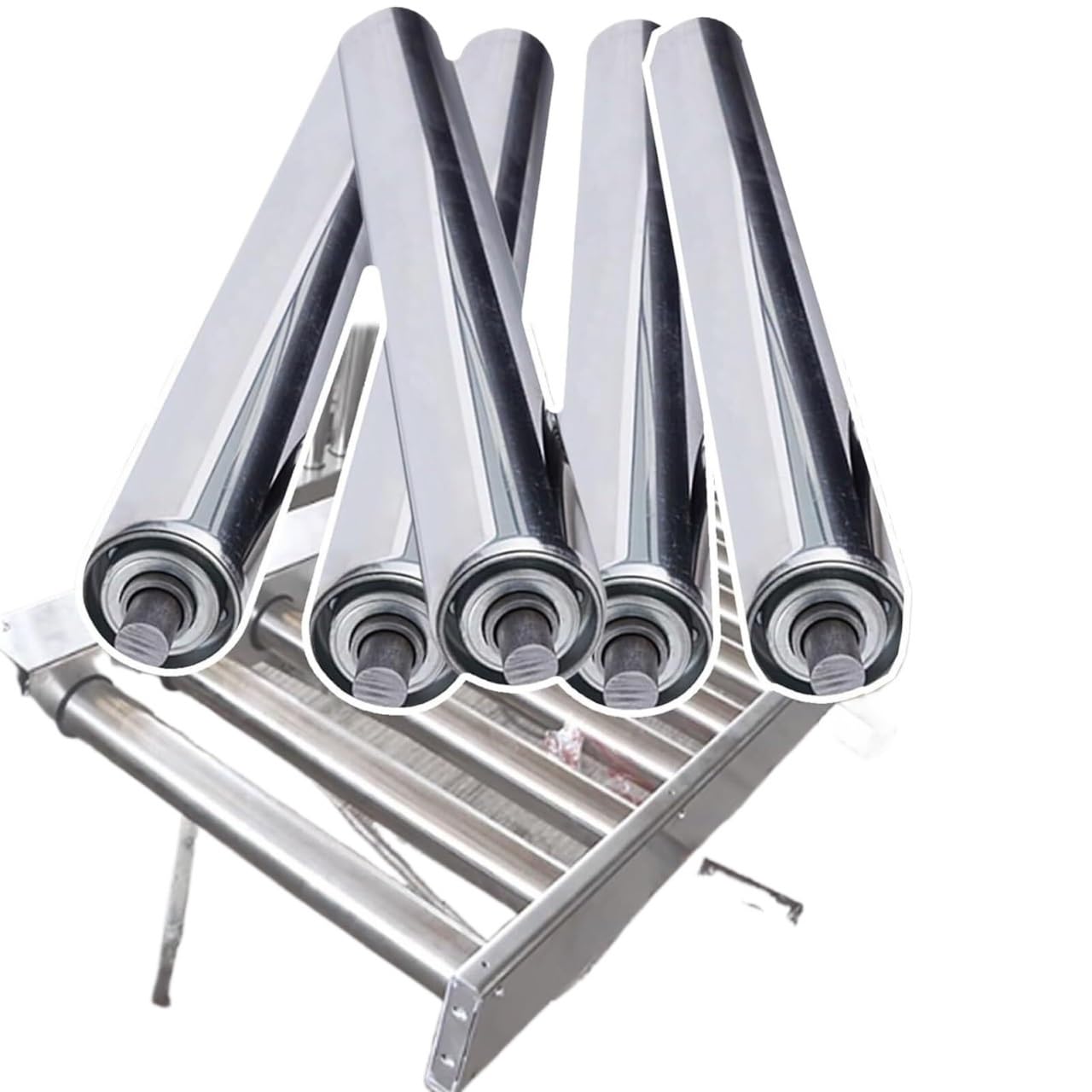 Rolki przemysłowe z metalu, rolki transportowe ze stali nierdzewnej, 50 x 12 mm, wiele rozmiarów, 5 sztuk, przemysłowa obróbka drewna (dł. 800 mm)