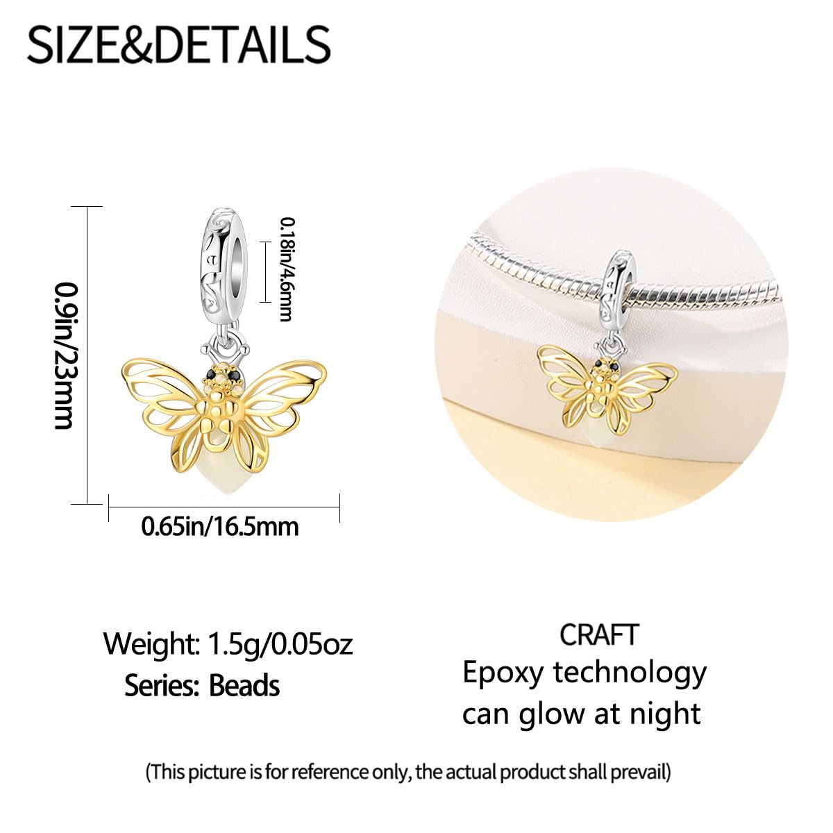HappyStar Argent Sterling 925 Personnalisé Insectes Pendentif perles trèfles quatre feuilles fleurs pour femmes compatibles bracelets européens colliers Pandora (avec une perle d'espace)