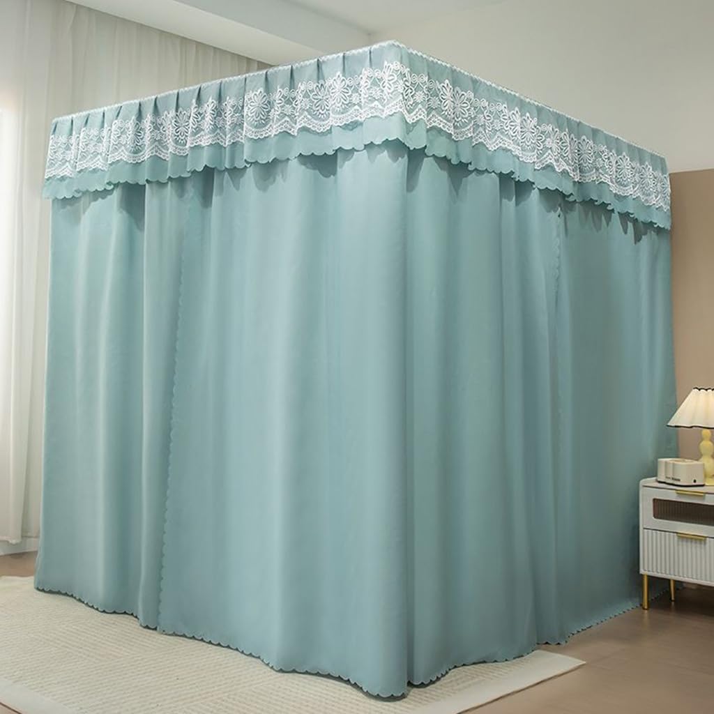 Canopy Bed Curtains - 4 Corner Post Bed Curtains Twin/Full/Queen/King Bed Drapes Bed Canopy for Adults & Girls Bed Bedroom Decoration (Light Navy, 78" W x 86" L (Pack of 1))