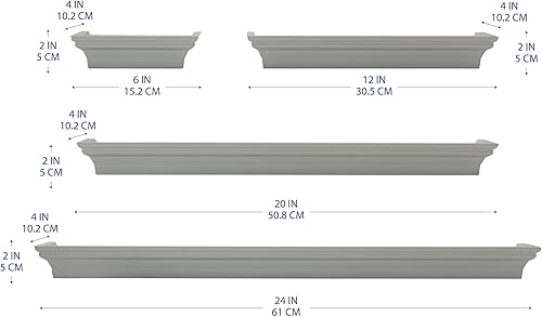 Miniatura 2 de Melannco Estantes flotantes de pared para dormitorio, sala de estar, baño, cocina, cuarto de bebé, juego de 4, gris, 4 unidades