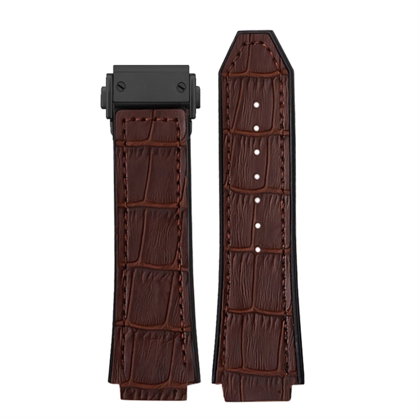 AMSH 25 * 19 mm vera pelle di mucca cinturino in gomma per HUBLOT Classic Fusion Universe Big Bang Series da uomo cinturino cinturino farfalla fibbia, 26-19mm, agata