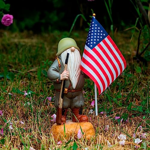Redwix Military Garden Gnomes With Guns Outdoor 12.1", Us Army Gnomes Garden Decorations, 4Th Of July Gnomes, Patriotic Gnome With Solar Light #TOP1