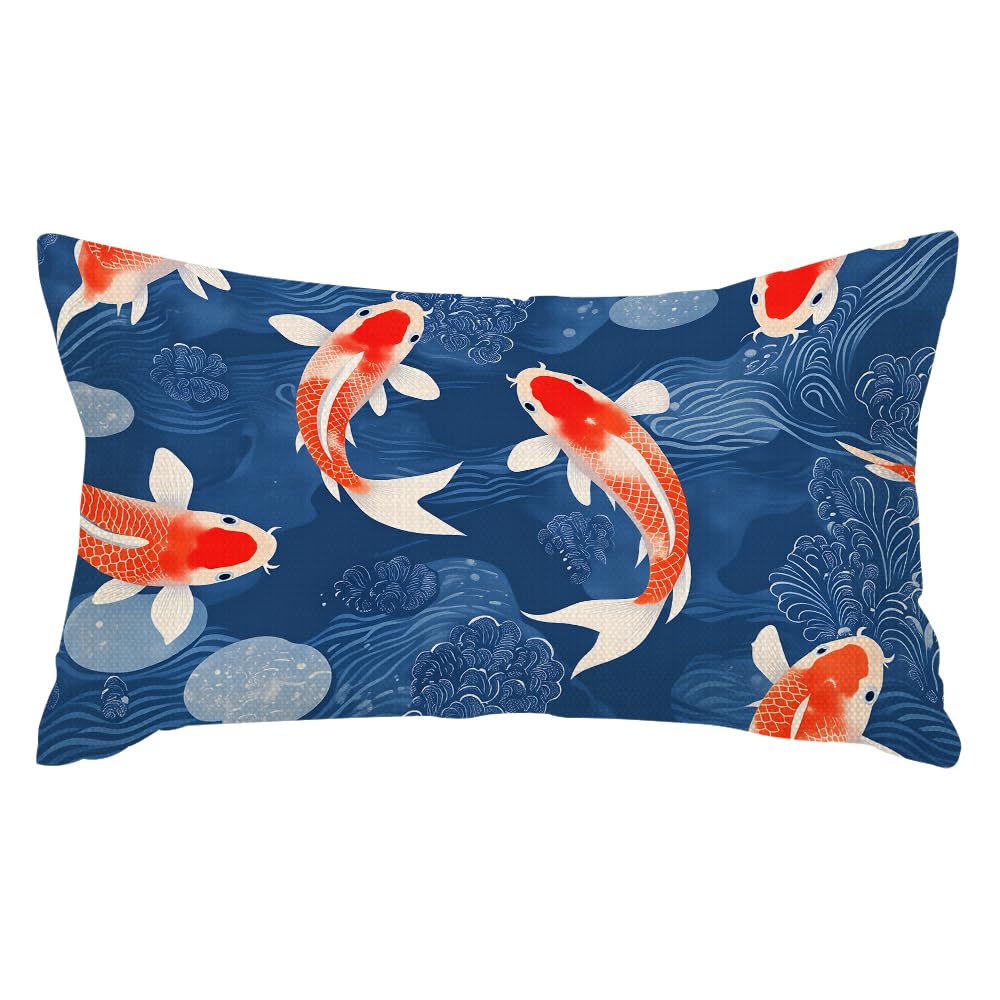 Ssoiu Multi-006 Throw Pillow Covers Watercolor Fish Cushion Pillow Case Home Decor Pillowcase 12X20 Inches