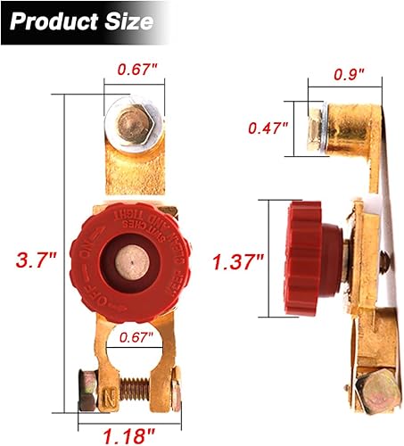 Miniatura 9 de Interruptor de desconexión de batería de poste superior de 2 piezas, interruptor de corte de batería de desconexión rápida para automóvil, camión,